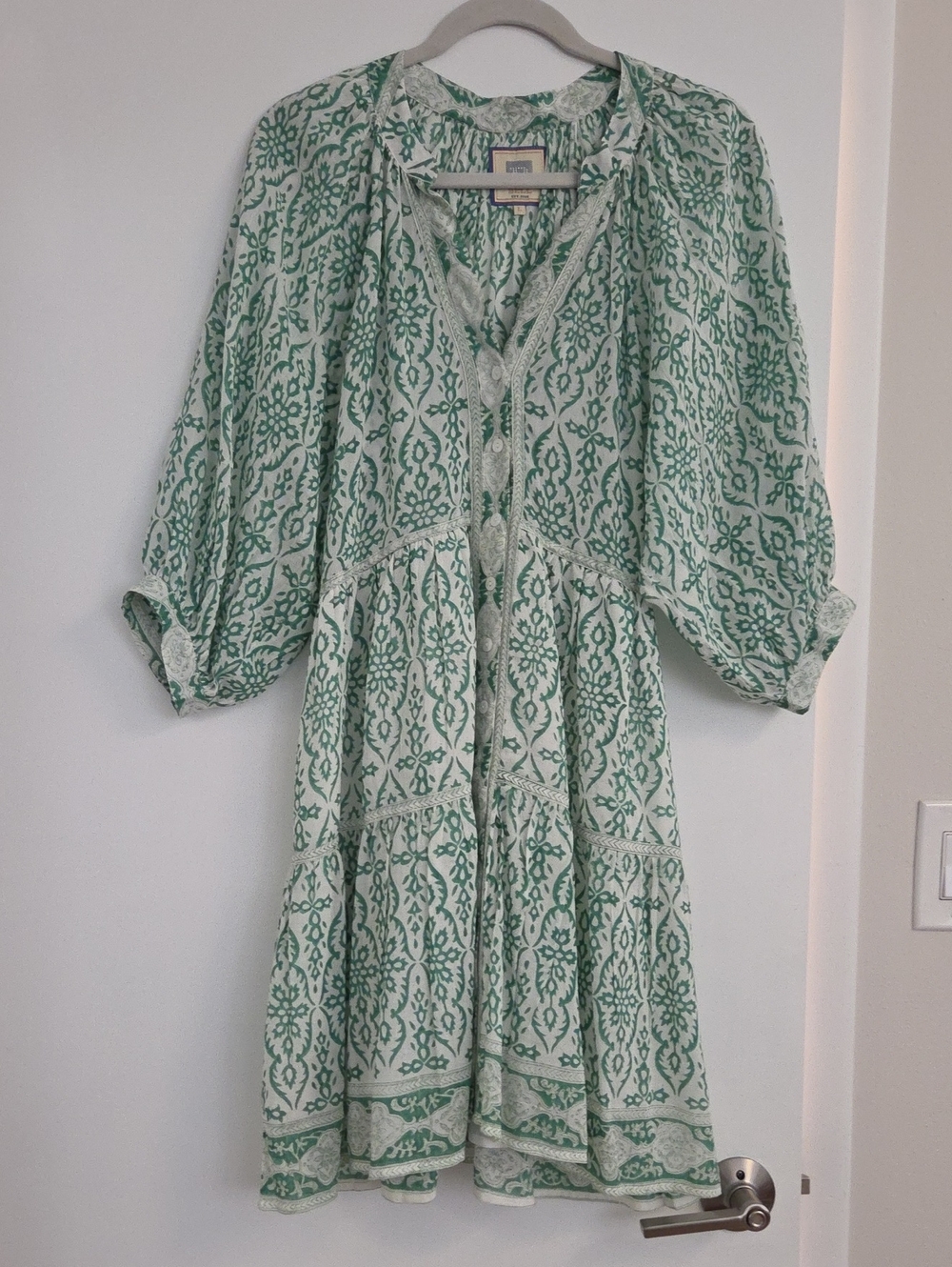 Alicia Bell Light Green Printed Dress with Tiered Silhouette